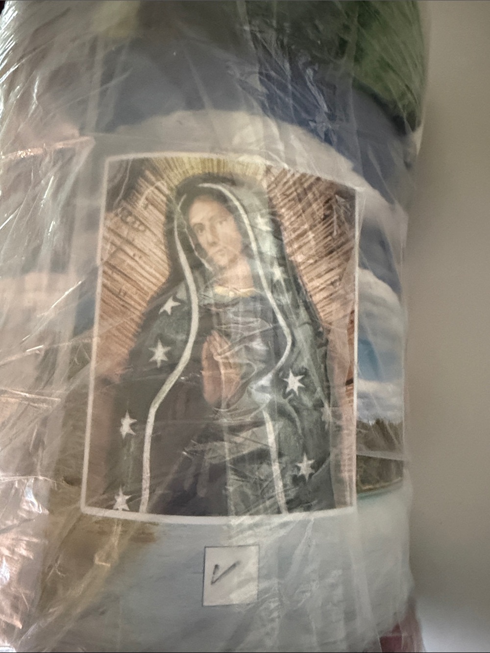 Blue Printed Religious-Themed Cozy Throw Blanket
